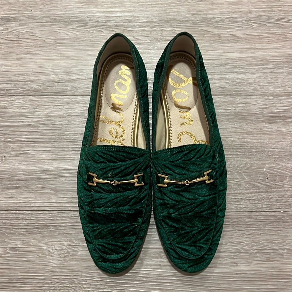 Sam Edelman Green Velvet Loafers